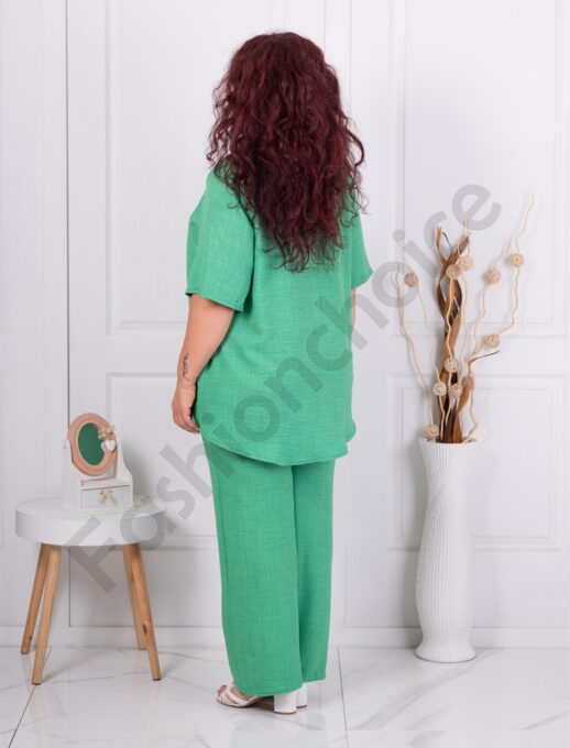 Plus size σετ τουνίκ και παντελόνι-πράσινο-κωδ 1447-5