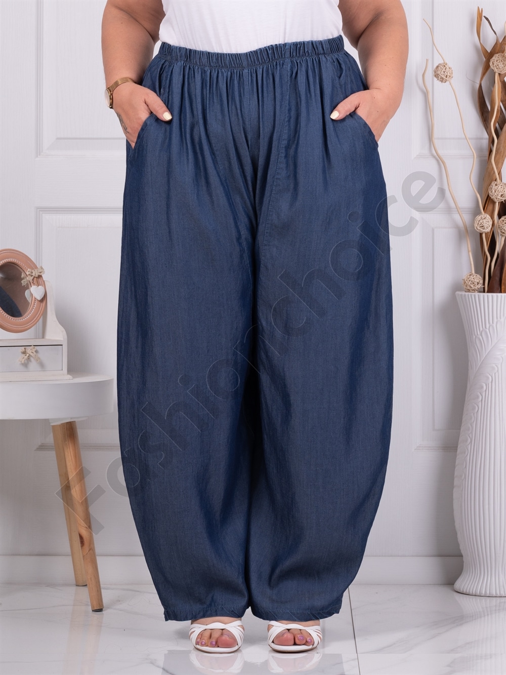 Plus size παντελόνι-σκούρο μπλε-κωδ 80026