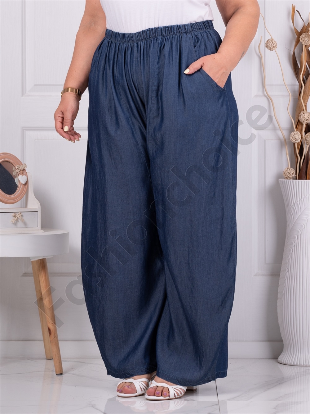 Plus size παντελόνι-σκούρο μπλε-κωδ 80026