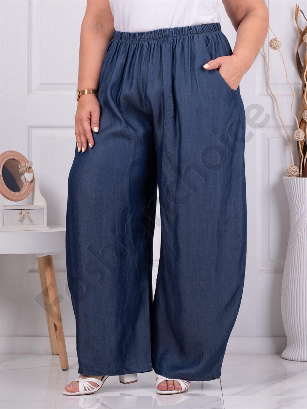 Plus size παντελόνι-σκούρο μπλε-κωδ 80026