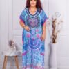 Plus size καφτάνι παραλίας Boho-μπλε ρουά-κωδ 1002