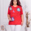 Plus size μπλούζα με γράμματα-κόκκινο-κωδ 4683-2