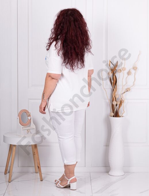 Plus size μπλούζα με γράμματα-λευκό-κωδ 4683-1