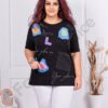 Plus size μπλούζα με γράμματα-μαύρο-κωδ 4683