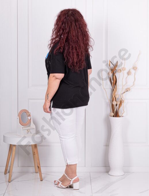 Plus size μπλούζα με γράμματα-μαύρο-κωδ 4683