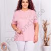 Plus size μπλούζα με απλικέ δαντέλας-ροζ-κωδ 2005-2