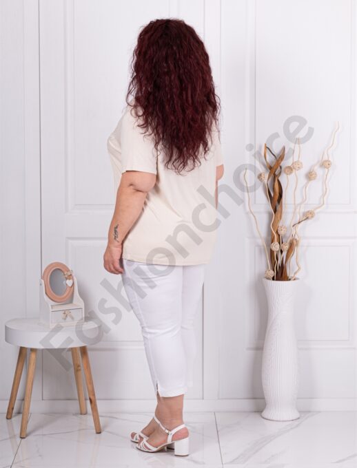 Plus size μπλούζα με απλικέ δαντέλας-εκρού-κωδ 2005-4