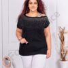 Plus size μπλούζα με έξω τον ώμο-μαύρο-κωδ 252