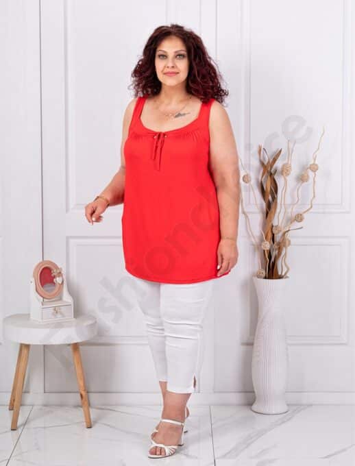 Plus size αμάνικη μπλούζα-κόκκινο-κωδ 2044-3