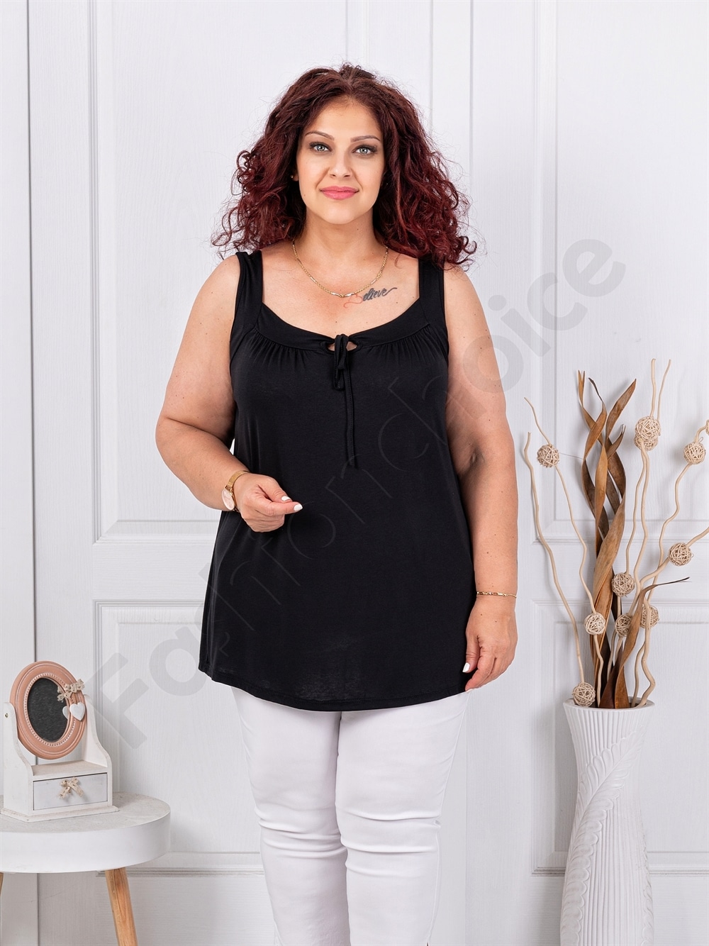 Plus size αμάνικη μπλούζα-μαύρο-κωδ 2044