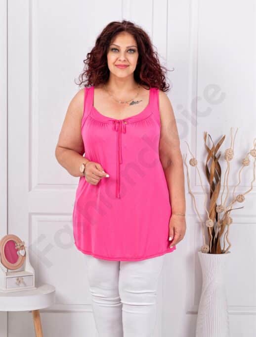 Plus size αμάνικη μπλούζα-φούξια-κωδ 2044-11