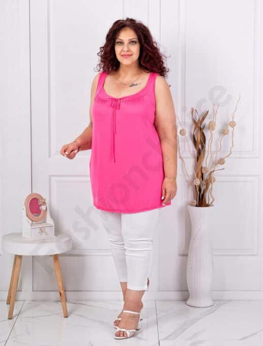 Plus size αμάνικη μπλούζα-φούξια-κωδ 2044-11