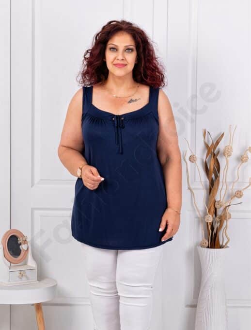 Plus size αμάνικη μπλούζα-σκούρο μπλε-κωδ 2044-14