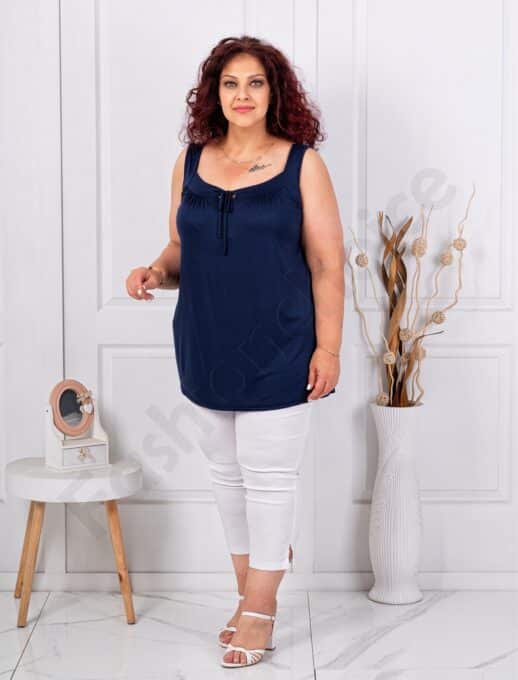 Plus size αμάνικη μπλούζα-σκούρο μπλε-κωδ 2044-14