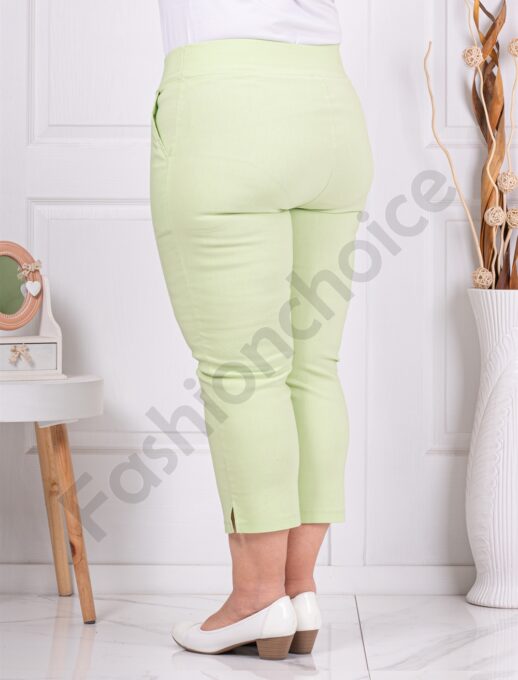 Plus size παντελόνι κάπρι-πράσινο μήλο-κωδ 24238-7