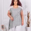 Plus size ασύμμετρη ριγέ μπλούζα-χακί-κωδ 25015-1