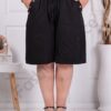 Plus size λινή βερμούδα-μαύρο-κωδ 9863