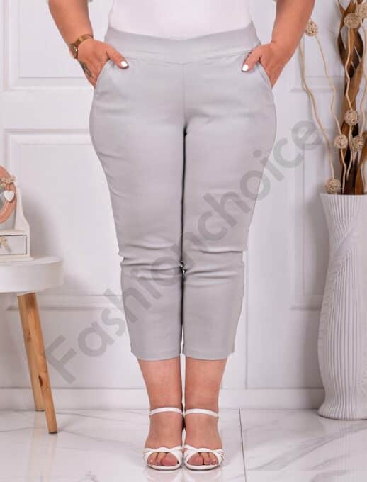 Plus size παντελόνι κάπρι-ανοιχτό γκρι-κωδ 24238-19