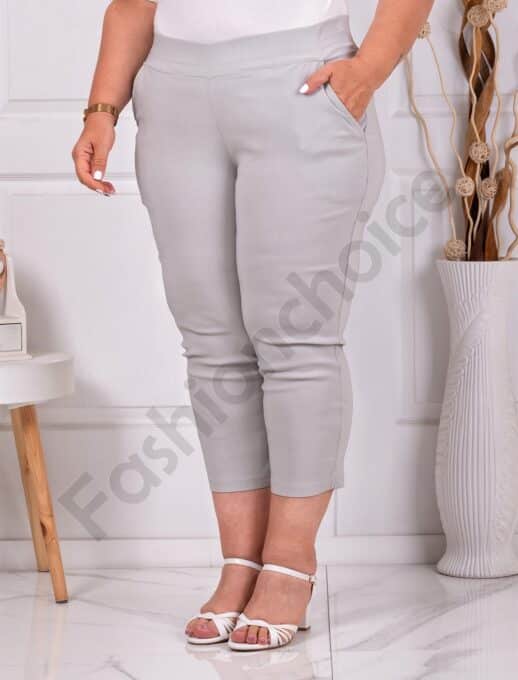 Plus size παντελόνι κάπρι-ανοιχτό γκρι-κωδ 24238-19