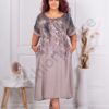 Plus size φλοράλ φόρεμα με τσέπες-μόκα-κωδ 251303-5