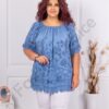 Plus size μπλούζα με φλοράλ μοτίβα και δαντέλα-μπλε-κωδ 3610-2