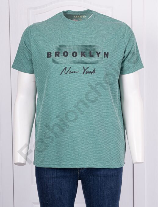 Plus size ανδρική μπλούζα με επιγραφή Brooklyn-μέντα-κωδ 25002