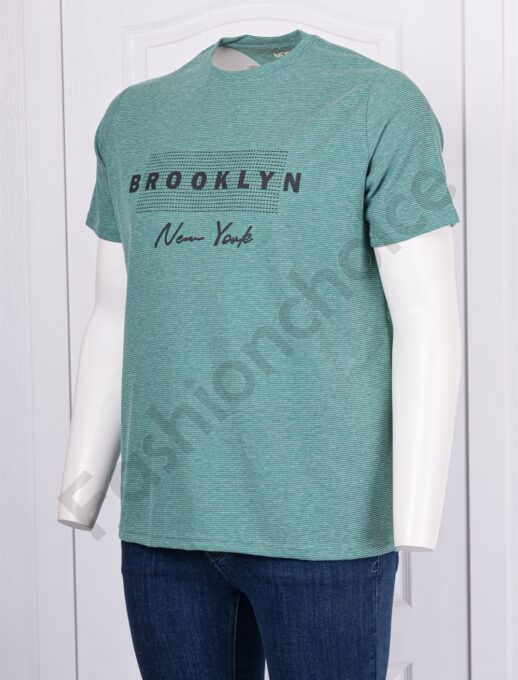 Plus size ανδρική μπλούζα με επιγραφή Brooklyn-μέντα-κωδ 25002