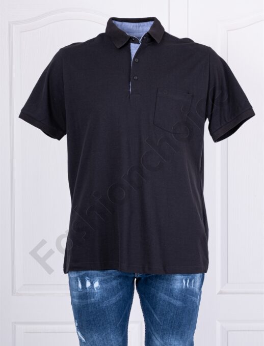 Plus size ανδρική πόλο μπλούζα-μαύρο-κωδ 20552