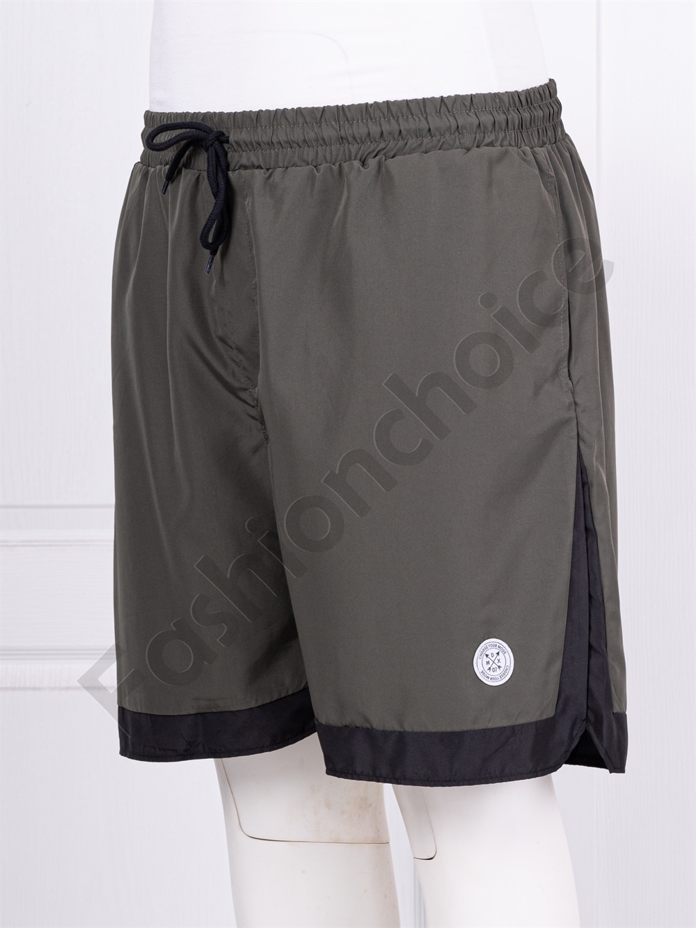 Ανδρική plus size βερμούδα μαγιό-χακί-κωδ 24450-2