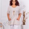 Plus size μπλούζα από λινό και βαμβάκι-εκρού-κωδ 7753-8