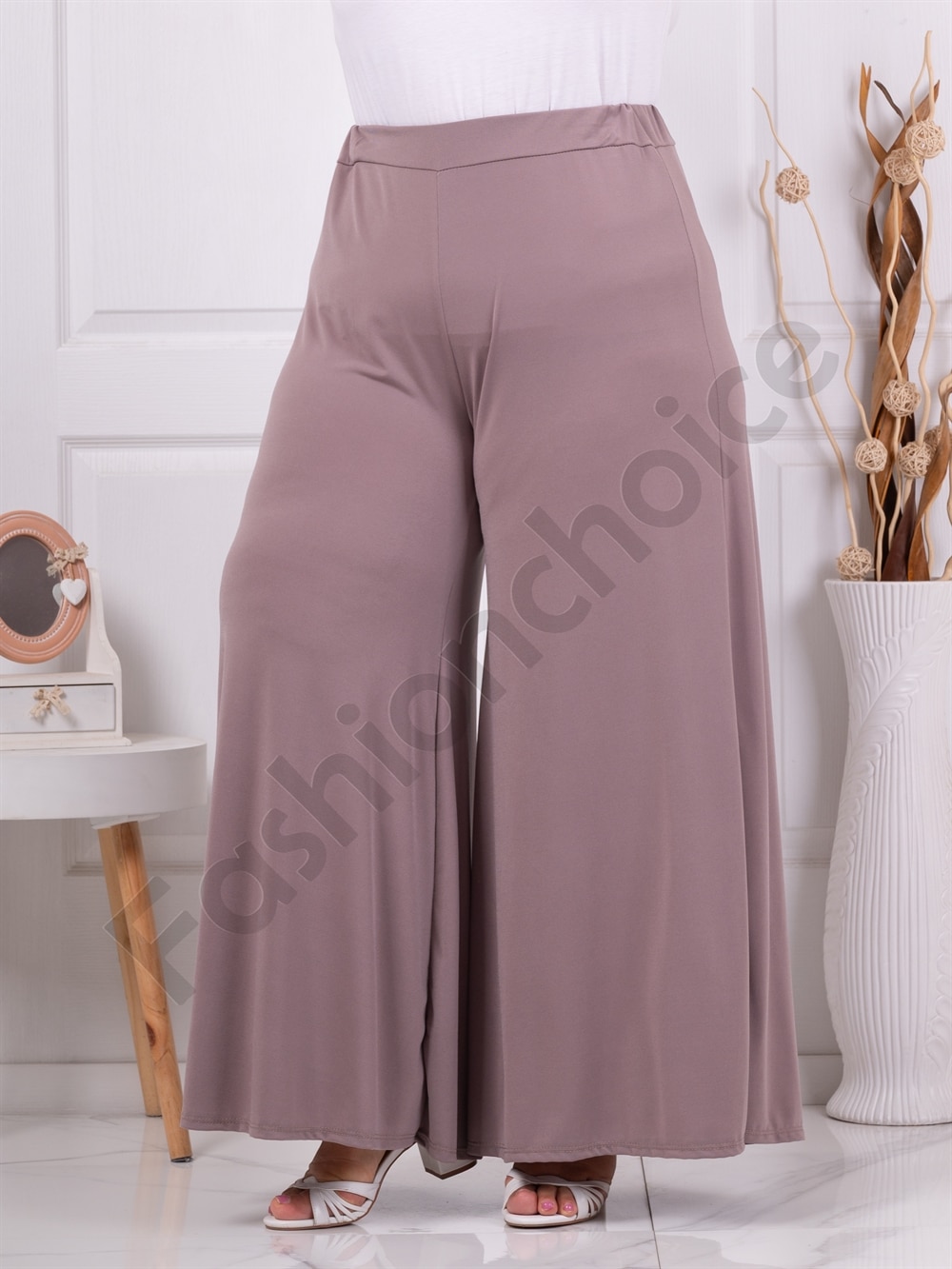 Plus size ψηλόμεση παντελόνα-μόκα-κωδ 5359-11
