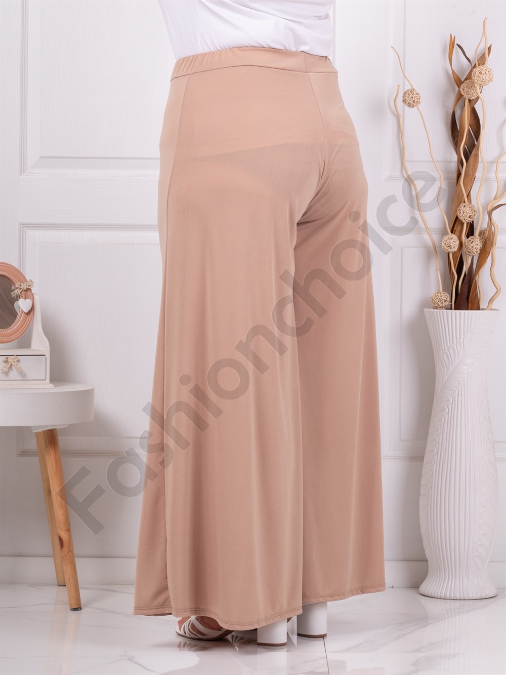 Plus size ψηλόμεση παντελόνα-μπεζ-κωδ 5359-10