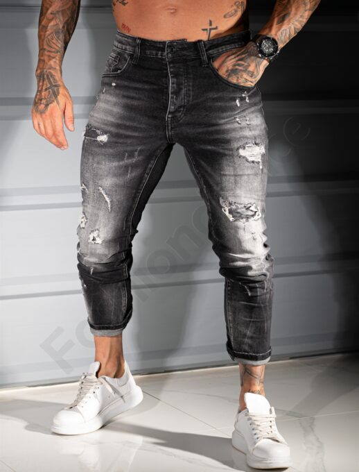 Ανδρικό τζιν παντελόνι Skinny Fit-μαύρο-κωδ 8090