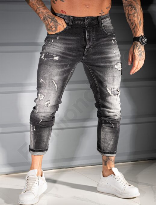 Ανδρικό τζιν παντελόνι Skinny Fit-μαύρο-κωδ 8090