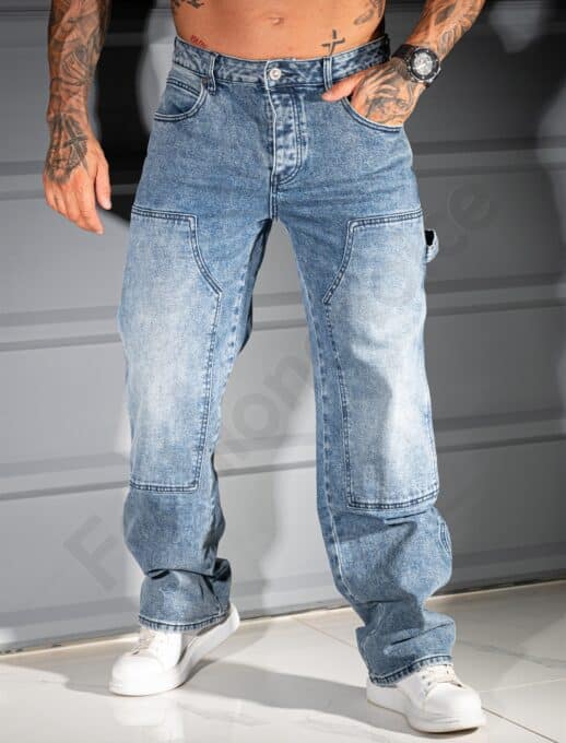Ανδρικό τζιν παντελόνι Baggy-μπλε-κωδ 7219