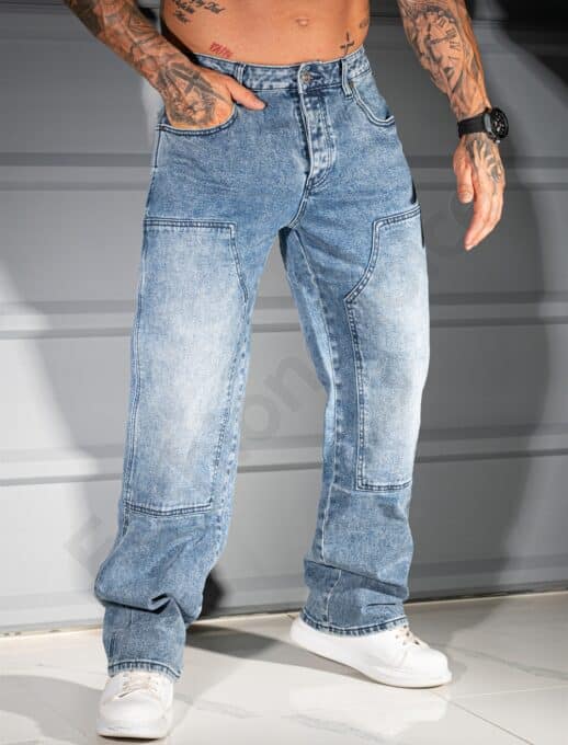 Ανδρικό τζιν παντελόνι Baggy-μπλε-κωδ 7219