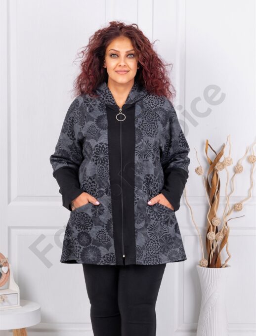 Plus size τζάκετ με φλοράλ σχέδια-κωδ 1212-1