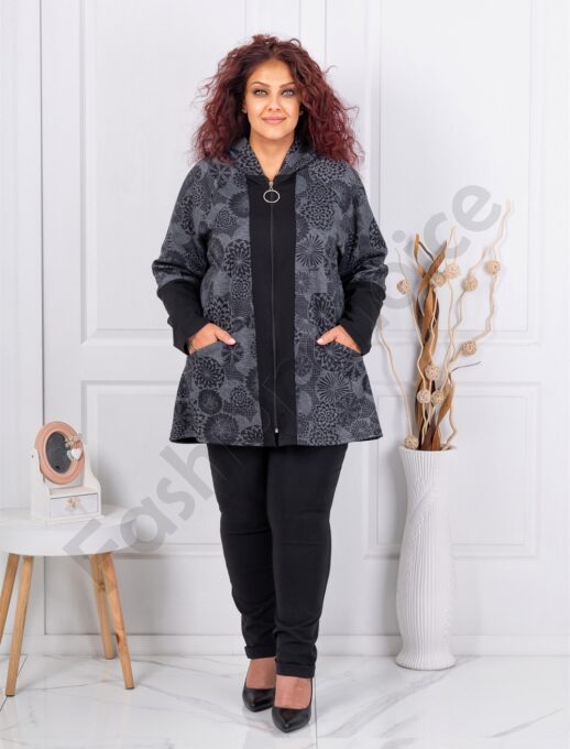 Plus size τζάκετ με φλοράλ σχέδια-κωδ 1212-1