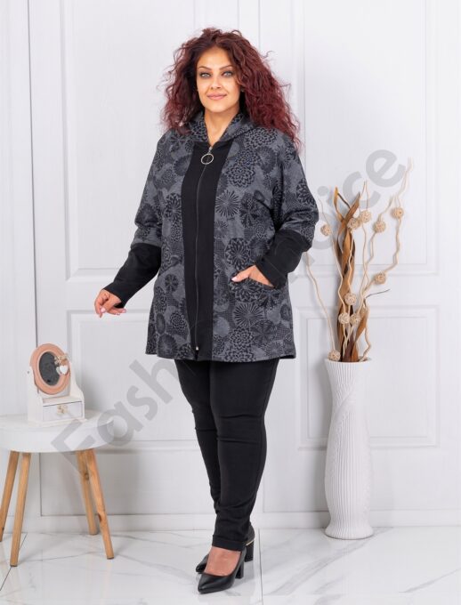Plus size τζάκετ με φλοράλ σχέδια-κωδ 1212-1