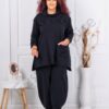 Plus size σετ φόρμας με σχέδιο πλέξη-μαύρο-κωδ 145