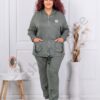 Plus size σετ φόρμας-χακί-κωδ 1455-1