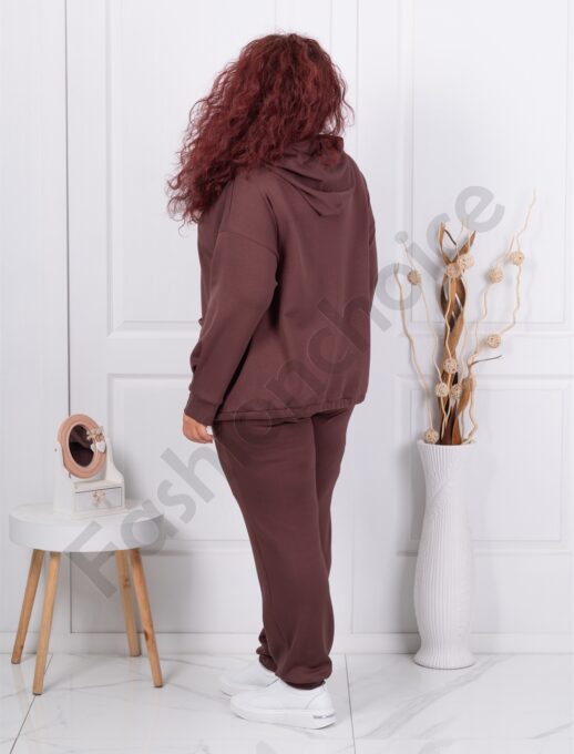 Plus size σετ φόρμας-καφέ-κωδ 1455-2