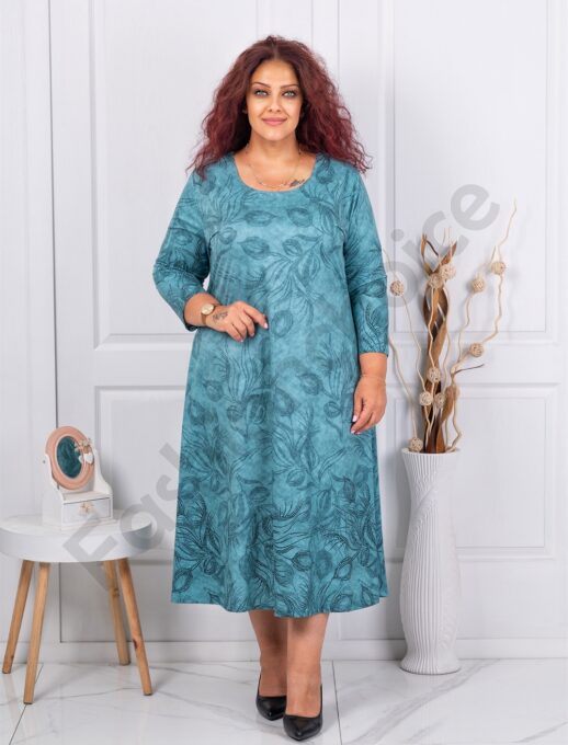 Plus size φόρεμα με διακριτικό τύπωμα-πράσινο-κωδ 25358-1