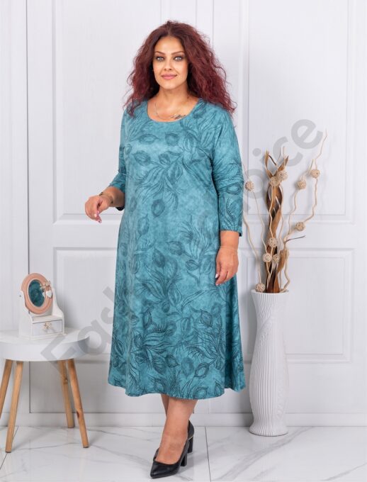 Plus size φόρεμα με διακριτικό τύπωμα-πράσινο-κωδ 25358-1