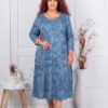 Plus size φόρεμα με διακριτικό τύπωμα-μπλε-κωδ 25358