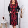 Plus size φόρεμα με καρό σχέδιο-κόκκινο-κωδ 738-1