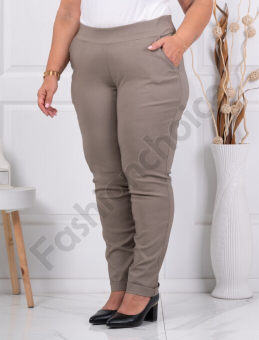 Plus size παντελόνι Push up ελαστικό-μπεζ-κωδ 24348-19