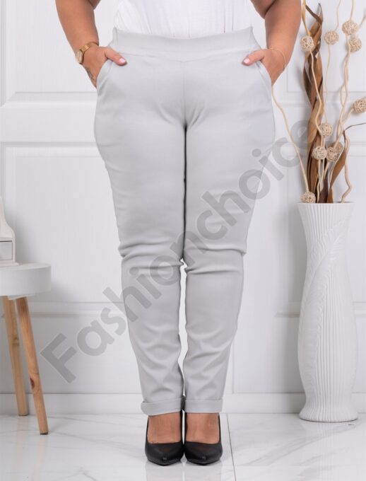 Plus size παντελόνι Push up ελαστικό-γκρι ανοιχτό-κωδ 24348-20