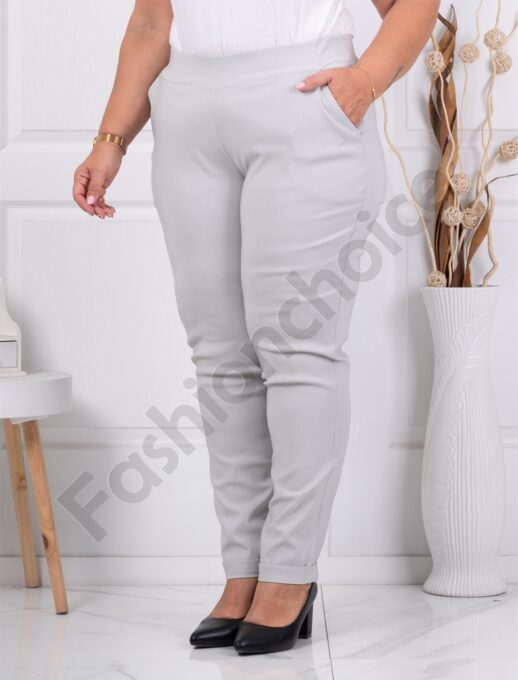 Plus size παντελόνι Push up ελαστικό-γκρι ανοιχτό-κωδ 24348-20