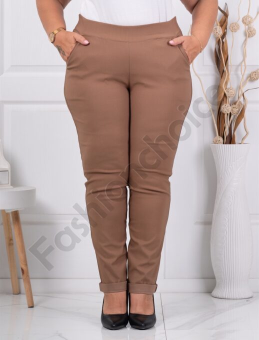 Plus size παντελόνι Push up ελαστικό-καμηλό-κωδ 24348-22